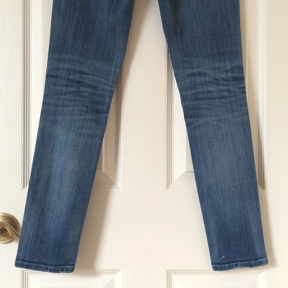 Pilcro Stet Distressed Patchwork Medium Wash Mid Rise Ankle Crop Skinny Jeans 26 - Picture 6 of 14